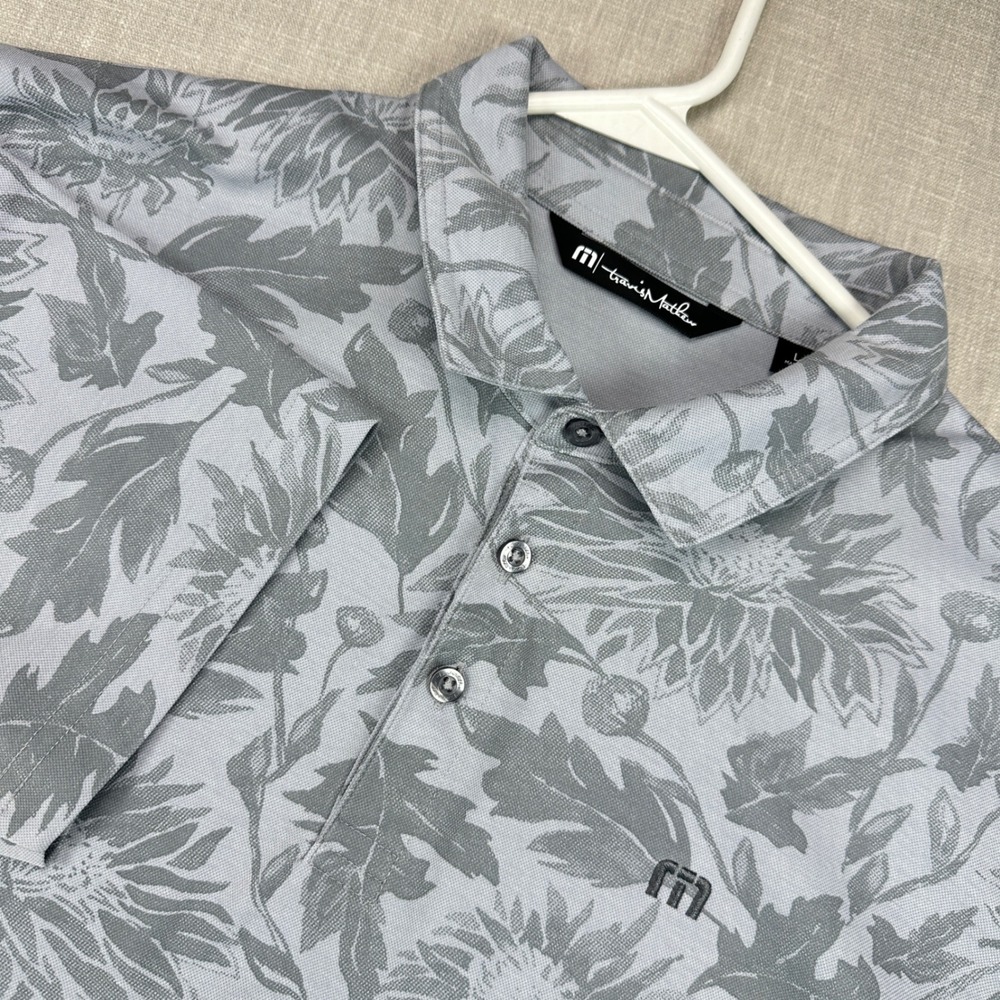 Travis Mathew Polo Shirt Mens‎ Large Gray Short Sleeve Pique Hawaiian Golf EUC